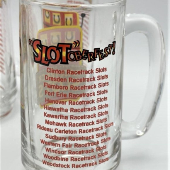 4 Set ONTARIO RACETRACK SLOTS Mugs Car Racing Derby Beer Mugs Vintage Beer Mug - Picture 2 of 3